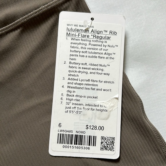 LULULEMON ALIGN RIBBED MINI FLARE *REGULAR IN NOMAD SZ 4 NWT - Picture 5 of 13